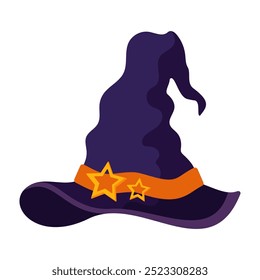 Vintage illustration for Halloween. A hand-drawn sketch of a witch hat. Halloween flat element
