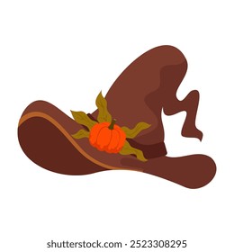 Vintage illustration for Halloween. A hand-drawn sketch of a witch hat. Halloween flat element