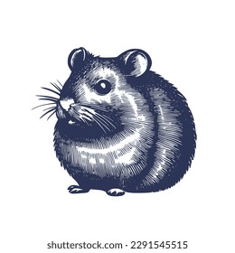 Vintage illustration of a hamster. an old-school drawing of a guinea pig. Aesthetic retro logo of a rodent isolated on white background. vector illustration