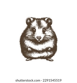 Vintage illustration of a hamster. an old-school drawing of a guinea pig. Aesthetic retro logo of a rodent isolated on white background. vector illustration