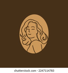 Vintage Illustration Hand Drawing beauty minimal woman vector design