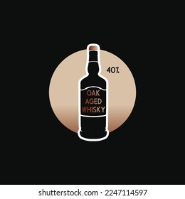 Vintage Illustration Hand Drawing wine or whisky bottle
