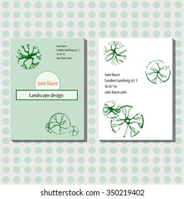 Vintage  illustration with hand-drawn elements.Banners for landscape designer on the vintage background.