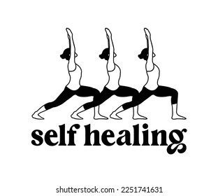 Vintage illustration of Healing meditation yoga t shirt design, vector graphic, typographic poster or tshirts street wear and Urban style