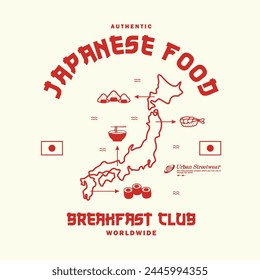 Vintage illustration of japanese food t shirt design, vector graphic, typographic poster or tshirts street wear and Urban style