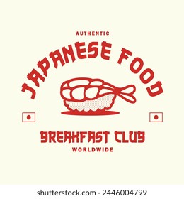  Vintage illustration of japanese food t shirt design, vector graphic, typographic poster or tshirts street wear and Urban style