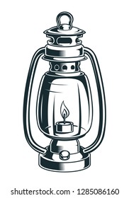 Vintage illustration of a kerosene lamp on the light background