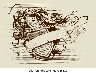 Vintage illustration in knightly style.