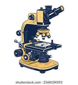 A vintage illustration of a lab microscope