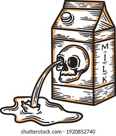 Vintage Illustration Of A Leaky Milk Box