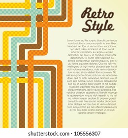 Vintage illustration with  lines formed by colored squares, vector illustration