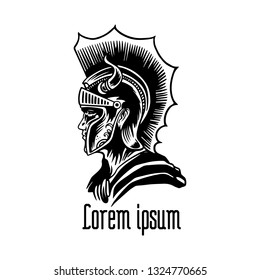 Vintage illustration logos gladiators black and white