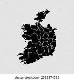 Vintage illustration of a map of ireland territories. White flat map with borders on a white background. Highly detailed illustration Europe