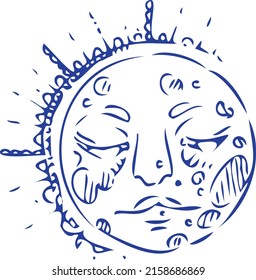 Vintage illustration of the moon in the graphic