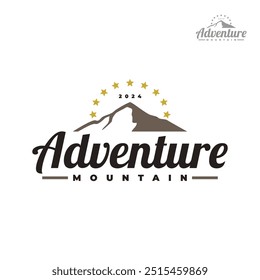 vintage illustration of a mountain for adventure logo for outdoor activity company logo.