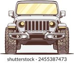 Vintage Illustration of Off Road Jeep Car Vector
