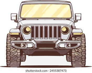 Vintage Illustration of Off Road Jeep Car Vector