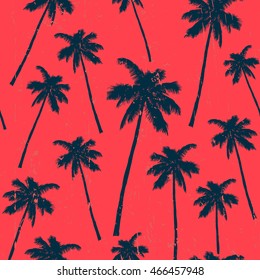 Vintage illustration - Palm silhouette seamless pattern