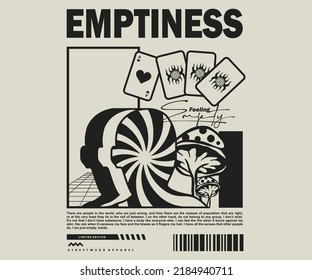 Vintage illustration of People emptiness t shirt design, vector graphic, typographic poster or tshirts street wear and Urban style