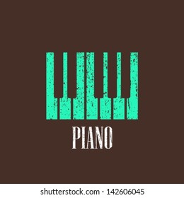 vintage illustration with piano