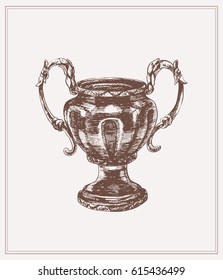 Vintage illustration for a poster in a cafe or restaurant with a picture of a sugar bowl in the style of etching. Sugar bowl in english style.