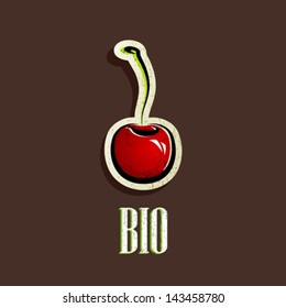 vintage illustration with a red cherry