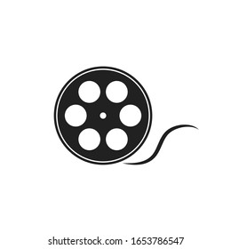 Vintage illustration with reel movie icon on white background. Vector movie illustration