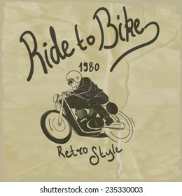 vintage illustration retro race motorcycle for apparel