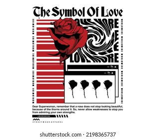 Vintage illustration of rose flower t shirt design, vector graphic, typographic poster or tshirts street wear and Urban style