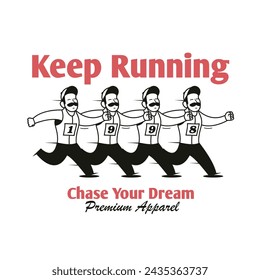 Vintage illustration of runner vector t shirt design, vector graphic, typographic poster or tshirts street wear and Urban style