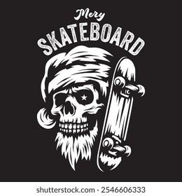 Ilustração vintage de santa claus com skate para roupas e design de logotipo necessidades