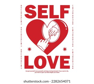 Vintage illustration of self love vector t shirt design, vector graphic, typographic poster or tshirts street wear and Urban style