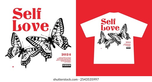 Vintage illustration of self love vector t shirt design, vector graphic, typographic poster or tshirts street wear and Urban style