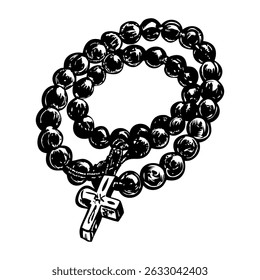 A vintage illustration showing cross necklace