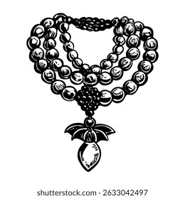 A vintage illustration showing pearl necklace 