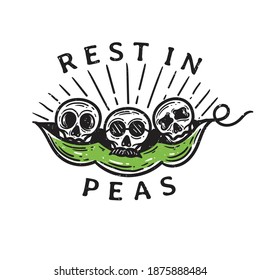 
vintage illustration of a skull inside a pea shell