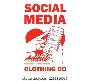 Vintage illustration of social media vector t shirt design, vector graphic, typographic poster or tshirts street wear and Urban style