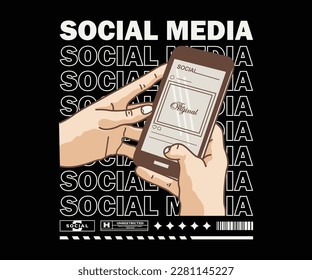 Vintage illustration of social media vector t shirt design, vector graphic, typographic poster or tshirts street wear and Urban style