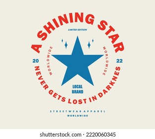 Vintage illustration of star t shirt design, vector graphic, typographic poster or tshirts street wear and Urban style