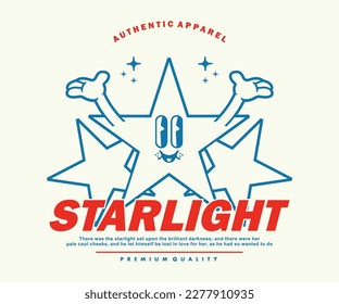 Vintage illustration of star t shirt design, vector graphic, typographic poster or tshirts street wear and Urban style