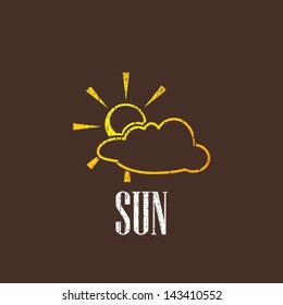 vintage illustration with sun and cloud