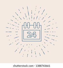 Vintage illustration with sun rays Calendar vector icon