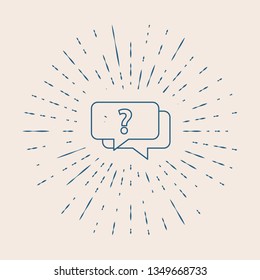 Vintage illustration with sun rays Chat Speech Bubbles. Icon of Communication, Contact, FAQ, Answers and Questions, Chat or Dialogue.