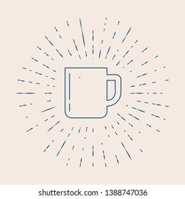 Vintage illustration with sun rays Coffee cup icon. Coffee time