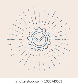 Vintage illustration with sun rays Completed Vector Stamp. Grunge rubber stamp or badge, label with text "completed"