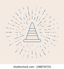 Vintage illustration with sun rays Construction Cone Icon