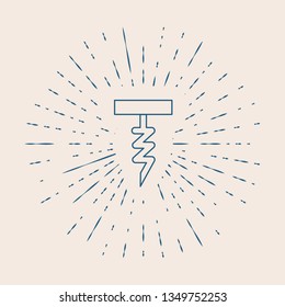 Vintage illustration with sun rays Corkscrew icon. Corkscrew silhouette for Web site page and mobile app design vector element.