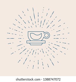 Vintage illustration with sun rays Cup of Tea Vector Icon for mobile app, website or desktop app