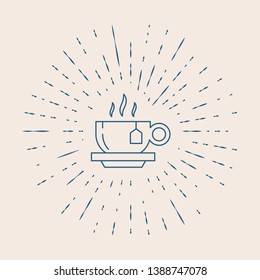 Vintage illustration with sun rays Cup of Tea Vector Icon for mobile app, website or desktop app