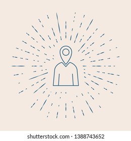 Vintage illustration with sun rays Deliveryman, service, box, worker, deliver concept